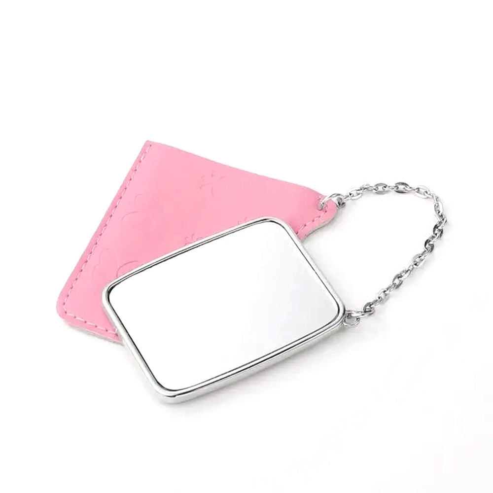 Popular Fashion Sublimation Blank Mickey Mouse Mirror With Pink PU Leather Cover  Hand-hold  Cosmetic Mirror