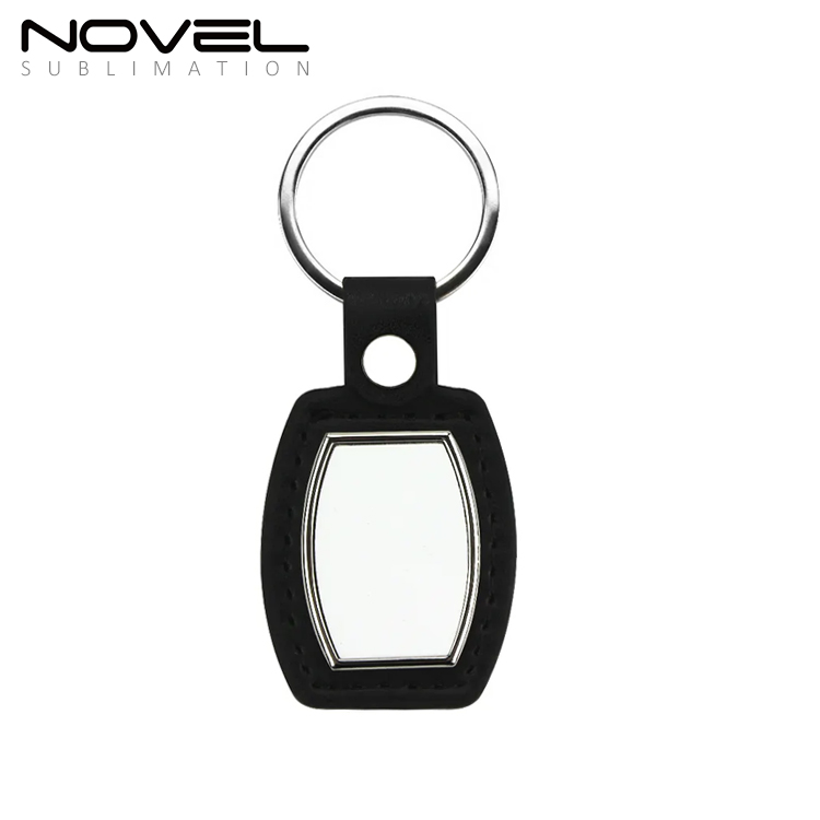 Disount Custom Blank Sublimation PU Back Keychain With Three Shapes