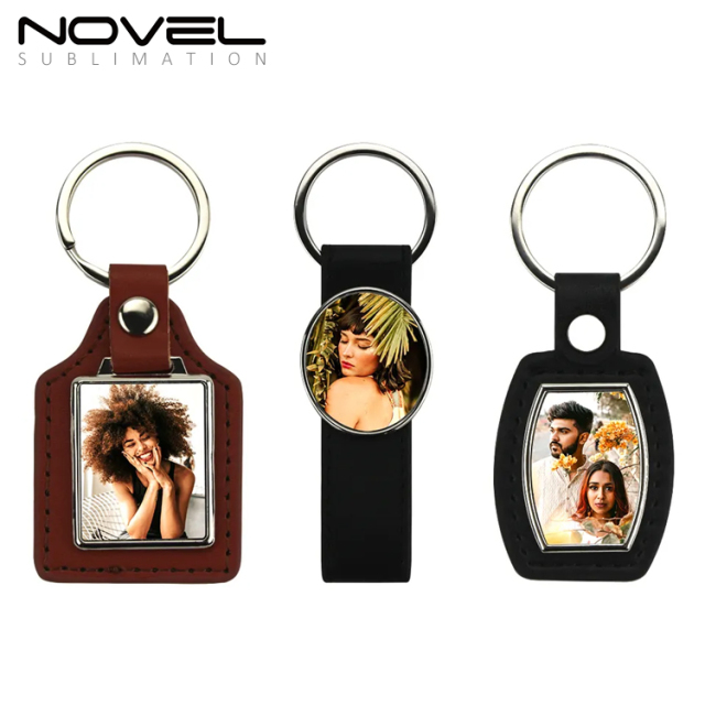 NEW Custom Blank Sublimation PU Back Keychain With Three Shapes