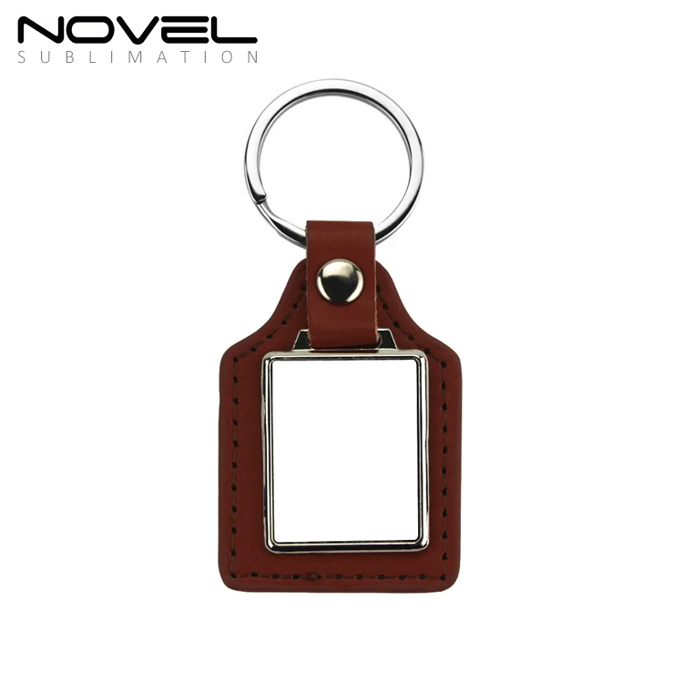 Disount Custom Blank Sublimation PU Back Keychain With Three Shapes