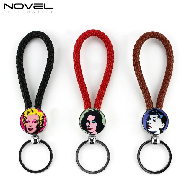 New!!! Custom Sublimation Blank Hanging Rope Keyring Zinc Alloy Keychain With Braided Rope