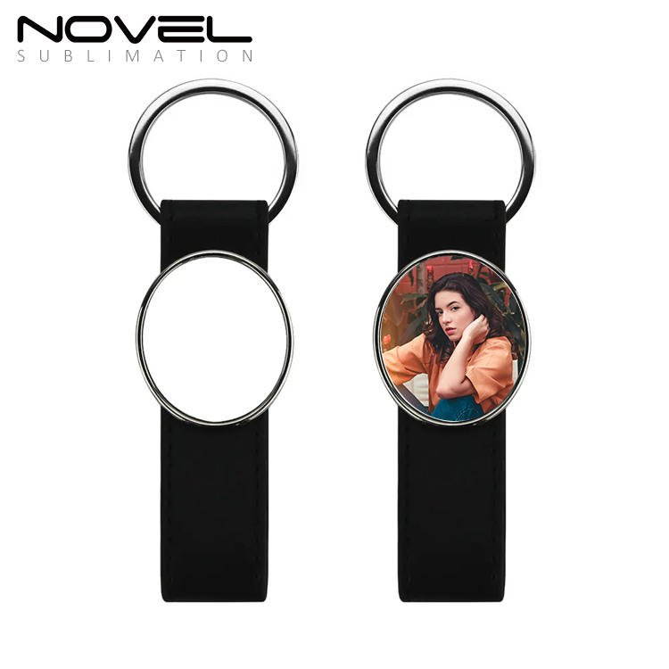 Disount Custom Blank Sublimation PU Back Keychain With Three Shapes