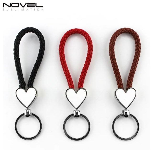 New!!! Custom Sublimation Blank Hanging Rope Keyring Zinc Alloy Keychain With Braided Rope