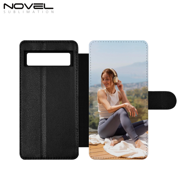 Sublimation Blank PU Leather Flip Phone Case Wallet PC Inside with Card Holder and Stand for Google Pixel 7a Series