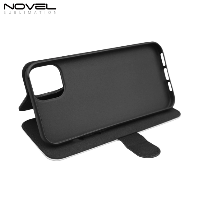 Sublimation Blank PU Leather Flip Phone Case Wallet PC Inside with Card Holder and Stand for iPhone 15 Series