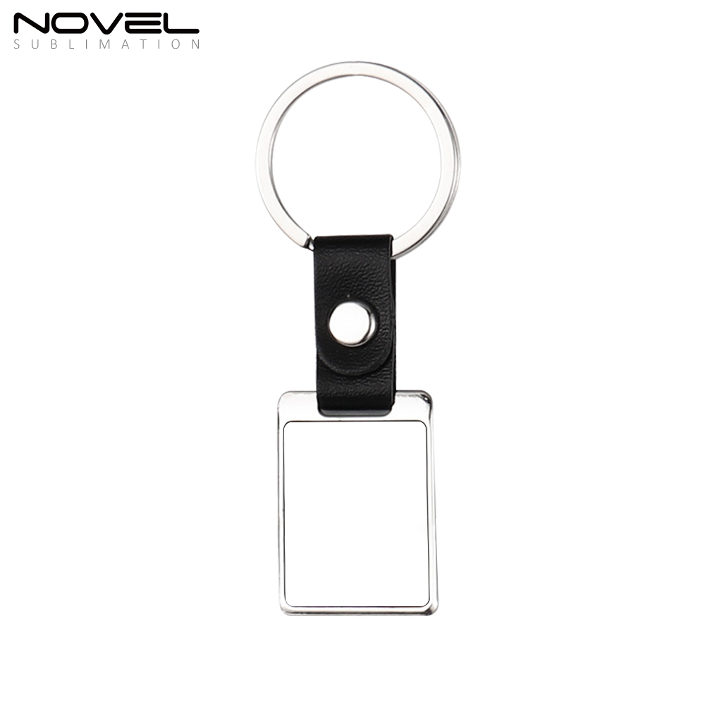 New Arrival Custom Keyring Blank Sublimation PU Back Keychain With Three Shapes