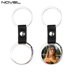 New Arrival Custom Blank Sublimation PU Back Keychain With Three Shapes