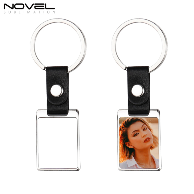 New Arrival Custom Blank Sublimation PU Back Keychain With Three Shapes