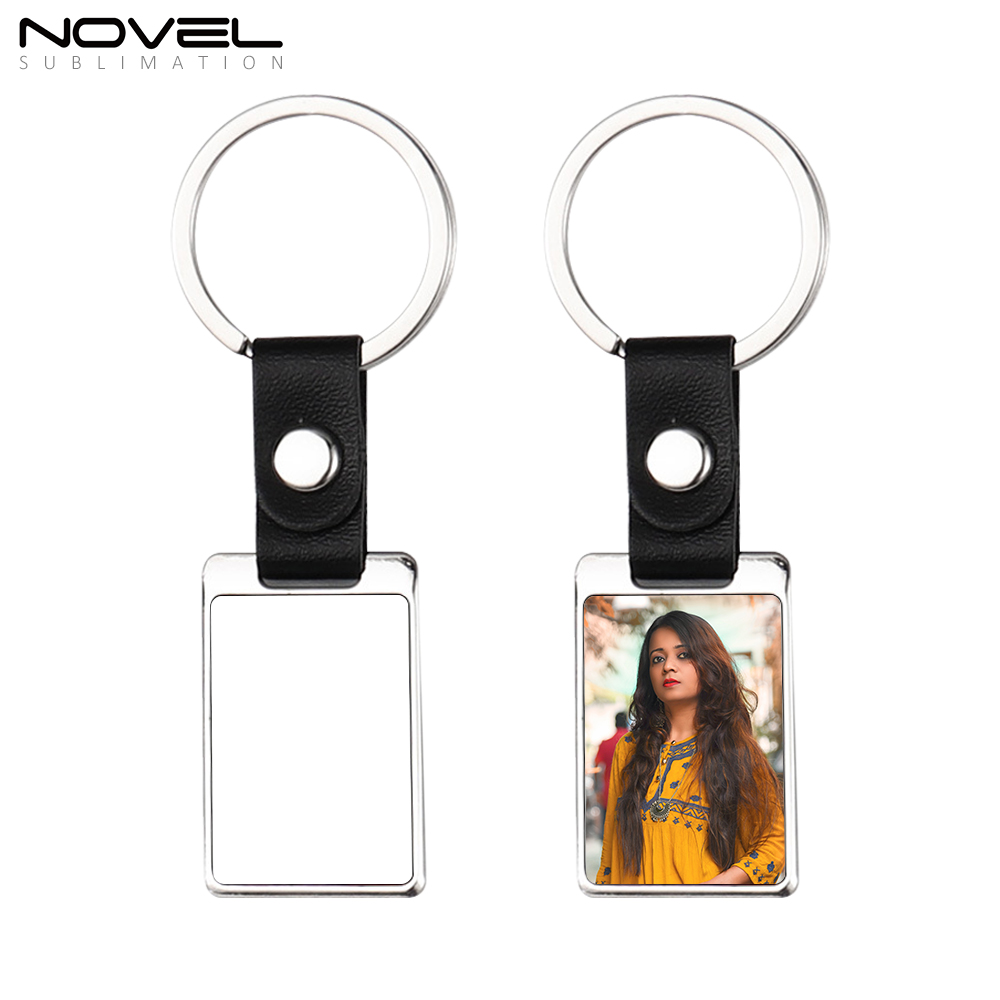 New Arrival Custom Keyring Blank Sublimation PU Back Keychain With Three Shapes