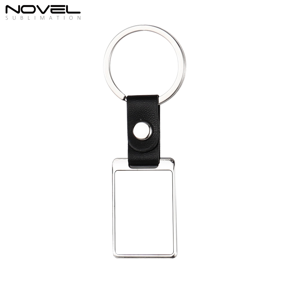 New Arrival Custom Keyring Blank Sublimation PU Back Keychain With Three Shapes
