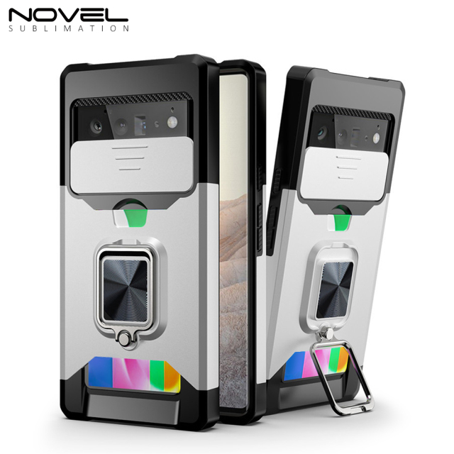 New Multifunctional Anti-drop Phone Case for Google Series with Card Slot & Sliding Window & Ring Holder Protective Cover