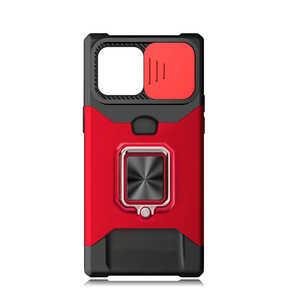 New Multifunctional Anti-drop Phone Case for iPhone Series with Card Slot & Sliding Window & Ring Holder Protective Cover
