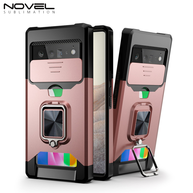 New Multifunctional Anti-drop Phone Case for Google Series with Card Slot & Sliding Window & Ring Holder Protective Cover