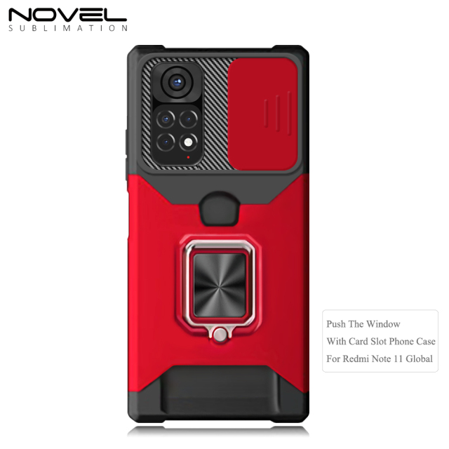 New Multifunctional Anti-drop Phone Case for Redmi Series with Card Slot & Sliding Window & Ring Holder Protective Cover