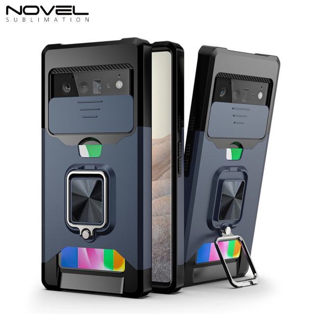 New Multifunctional Anti-drop Phone Case for Google Series with Card Slot & Sliding Window & Ring Holder Protective Cover