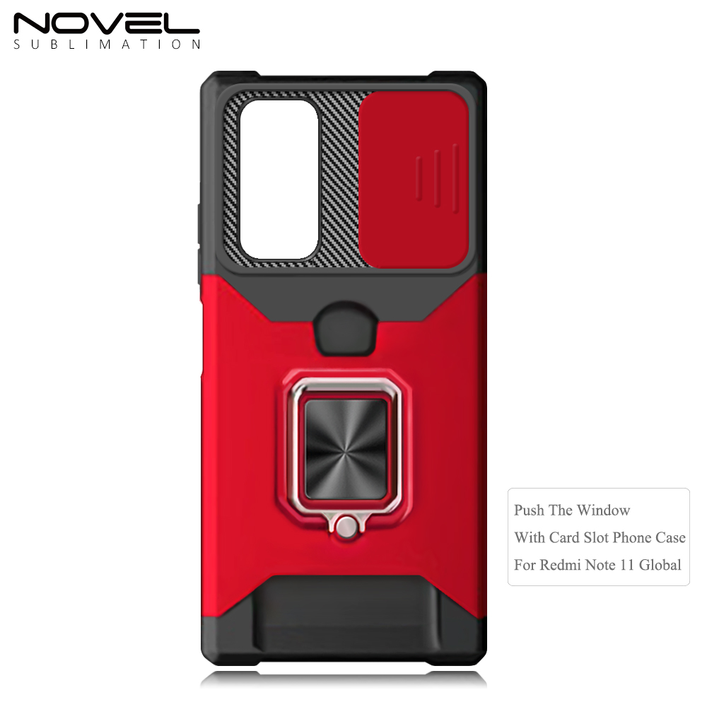 New Multifunctional Anti-drop Phone Case for Redmi Series with Card Slot & Sliding Window & Ring Holder Protective Cover