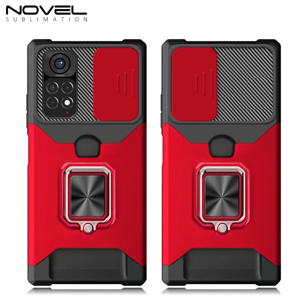 New Multifunctional Anti-drop Phone Case for Redmi Series with Card Slot & Sliding Window & Ring Holder Protective Cover