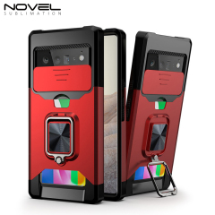 New Multifunctional Anti-drop Phone Case for Google Series with Card Slot & Sliding Window & Ring Holder Protective Cover