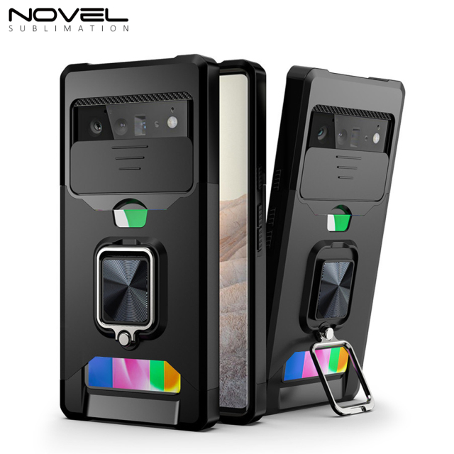 New Multifunctional Anti-drop Phone Case for Google Series with Card Slot & Sliding Window & Ring Holder Protective Cover