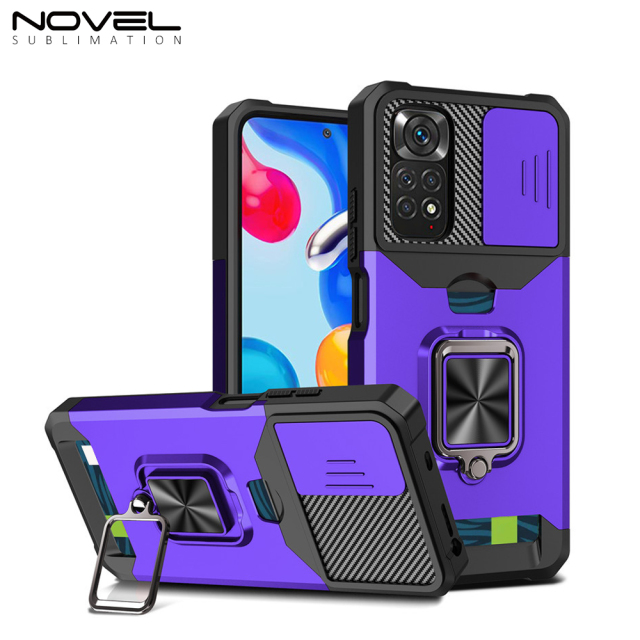 New Multifunctional Anti-drop Phone Case for Redmi Series with Card Slot & Sliding Window & Ring Holder Protective Cover