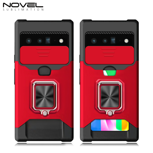 New Multifunctional Anti-drop Phone Case for Google Series with Card Slot & Sliding Window & Ring Holder Protective Cover