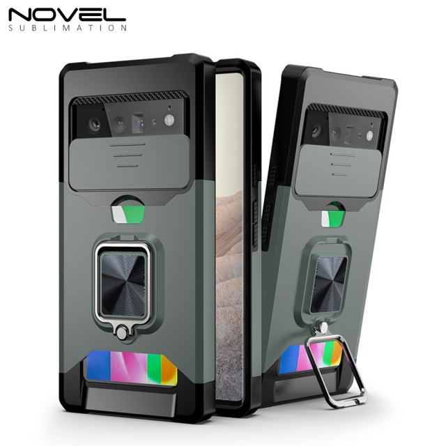 New Multifunctional Anti-drop Phone Case for Google Series with Card Slot & Sliding Window & Ring Holder Protective Cover