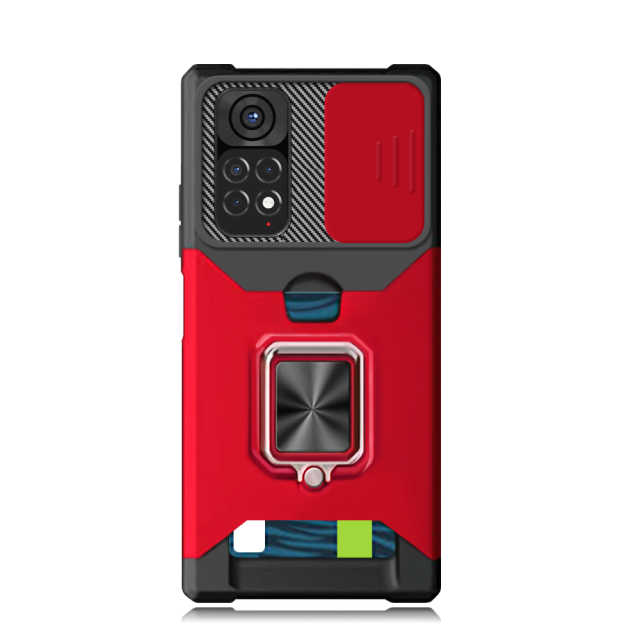 New Multifunctional Anti-drop Phone Case for Redmi Series with Card Slot & Sliding Window & Ring Holder Protective Cover