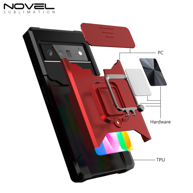 New Multifunctional Anti-drop Phone Case for Google Series with Card Slot & Sliding Window & Ring Holder Protective Cover