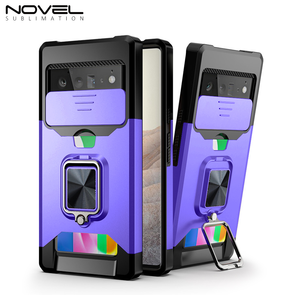 New Multifunctional Anti-drop Phone Case for Google Series with Card Slot & Sliding Window & Ring Holder Protective Cover
