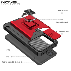 New Multifunctional Anti-drop Phone Case for Redmi Series with Card Slot & Sliding Window & Ring Holder Protective Cover
