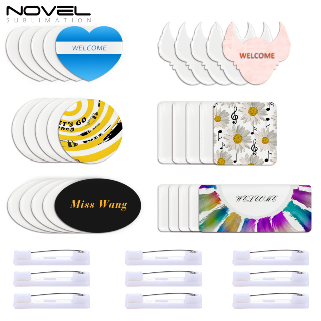 Sublimation Acrylic Name Tags Diy Blank Id Name Badges with Pins for School Offices
