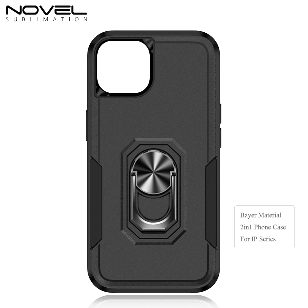 New 2-in-1 Phone with Bayer Material Magnetic Ring Car Phone Case for iPhone Series