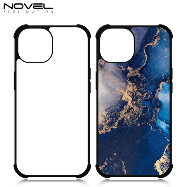 Strong Protection! For iPhone 15 Series Four Corner Anti-drop 2D TPU Phone Case Cover With Metal Insert For Sublimation Printing