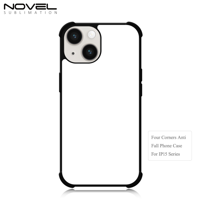 Strong Protection! For iPhone 15 Series Four Corner Anti-drop 2D TPU Phone Case Cover With Metal Insert For Sublimation Printing