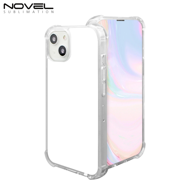 Strong Protection! For iPhone 15 Series Four Corner Anti-drop 2D TPU Phone Case Cover With Metal Insert For Sublimation Printing