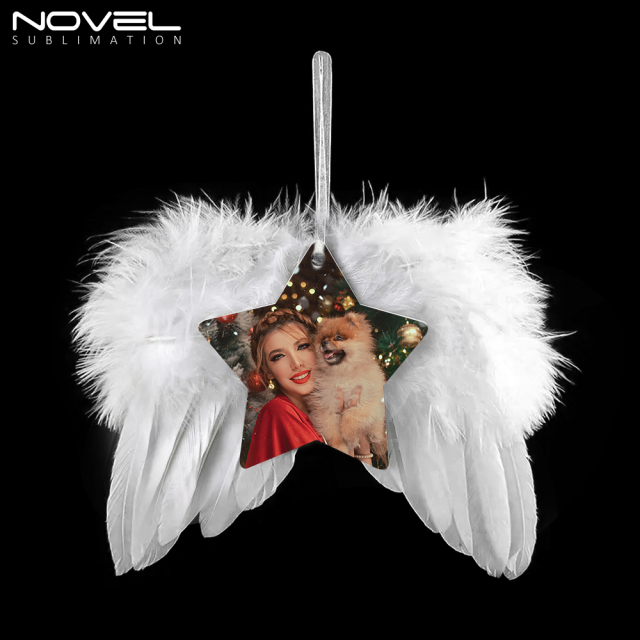 Sublimation Feather Christmas MDF Pendant Customizable Ornaments with Four Shapes