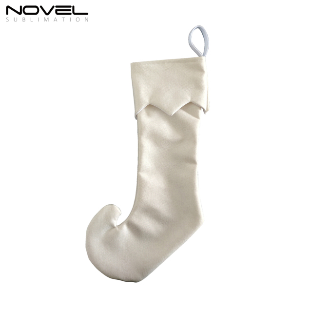 Sublimation Crystal Velvet,300g Cooton Linen Christmas Socks with Shape of Clown Shoe