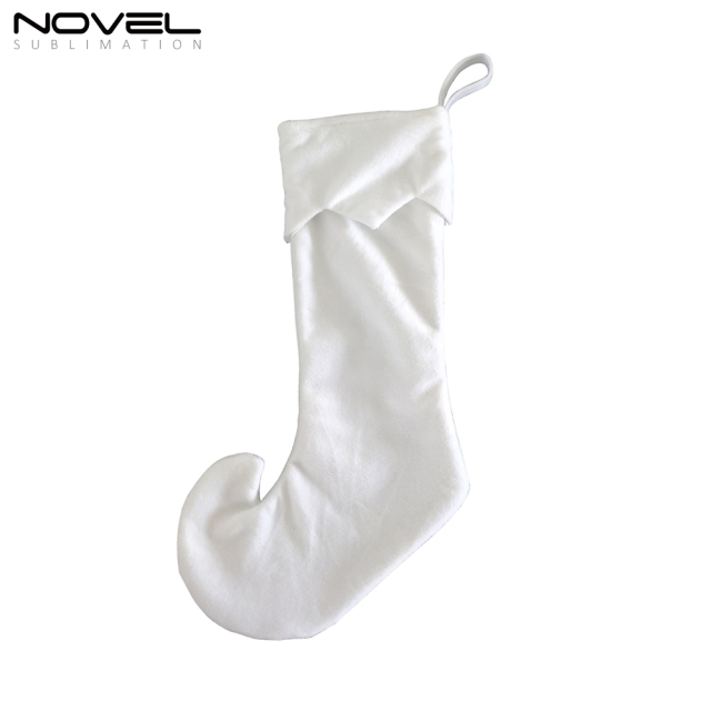 Sublimation Crystal Velvet,300g Cooton Linen Christmas Socks with Shape of Clown Shoe