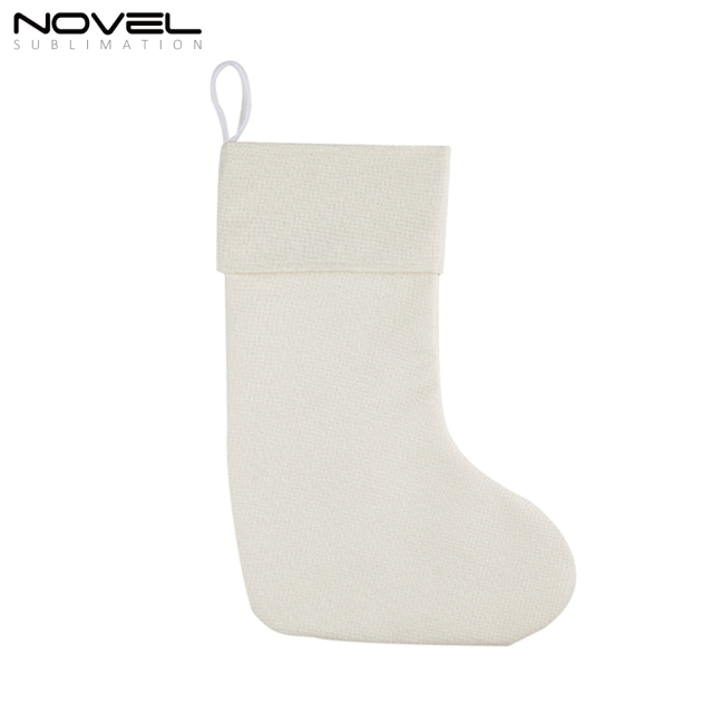 Xmas 300g Cotton Linen Socks Hanging Ornaments Christmas Stocking For Decoration