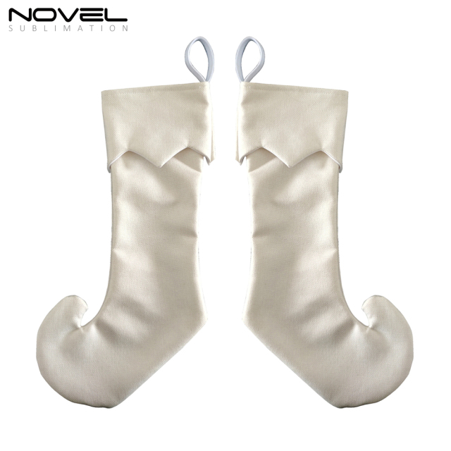 Sublimation Crystal Velvet,300g Cooton Linen Christmas Socks with Shape of Clown Shoe