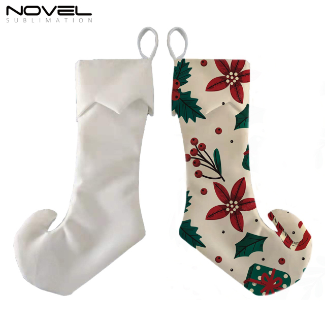 Sublimation Crystal Velvet,300g Cooton Linen Christmas Socks with Shape of Clown Shoe