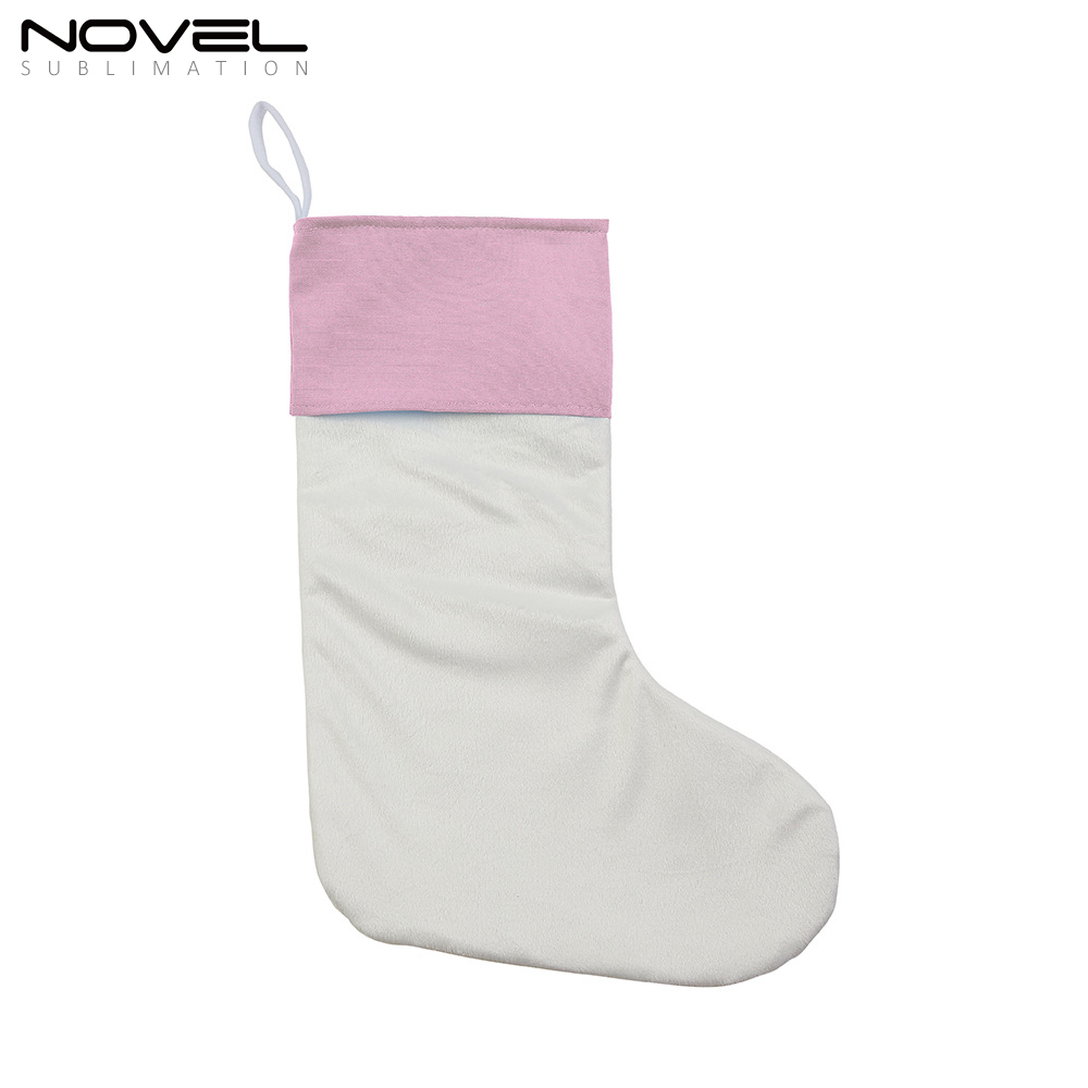 Sublimation Colorful Crystal Velvet Christmas Stocking DIY Blank Xmas Stocking