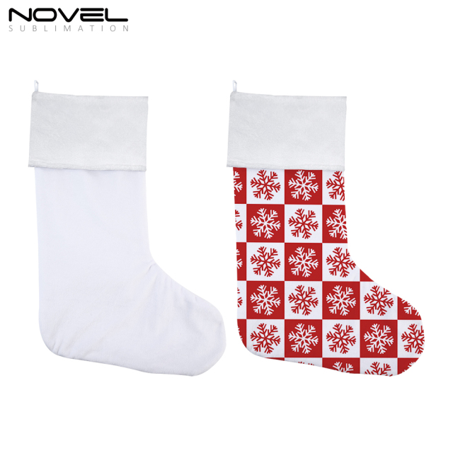 Sublimation Xmas Drawstring Socks with Hanging Ornaments Christmas Stocking For Decoration