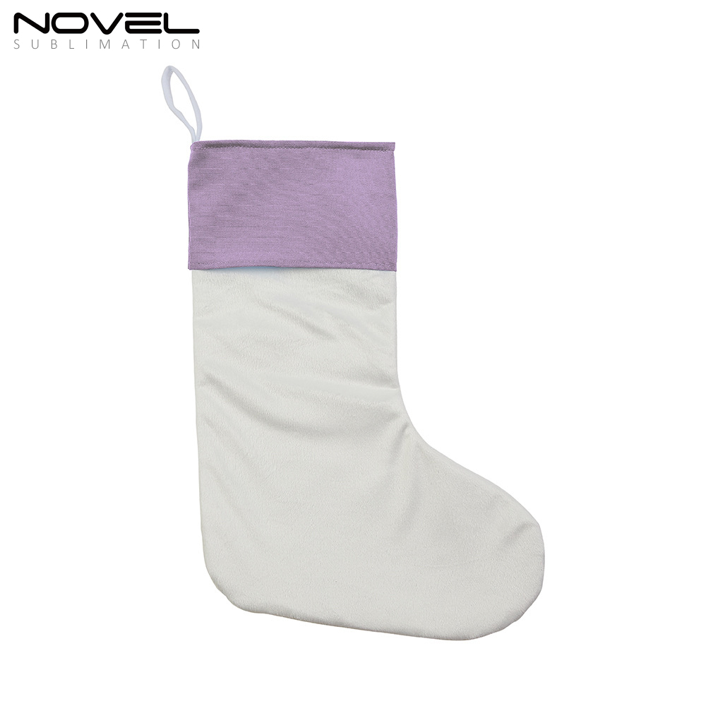 Sublimation Colorful Crystal Velvet Christmas Stocking DIY Blank Xmas Stocking