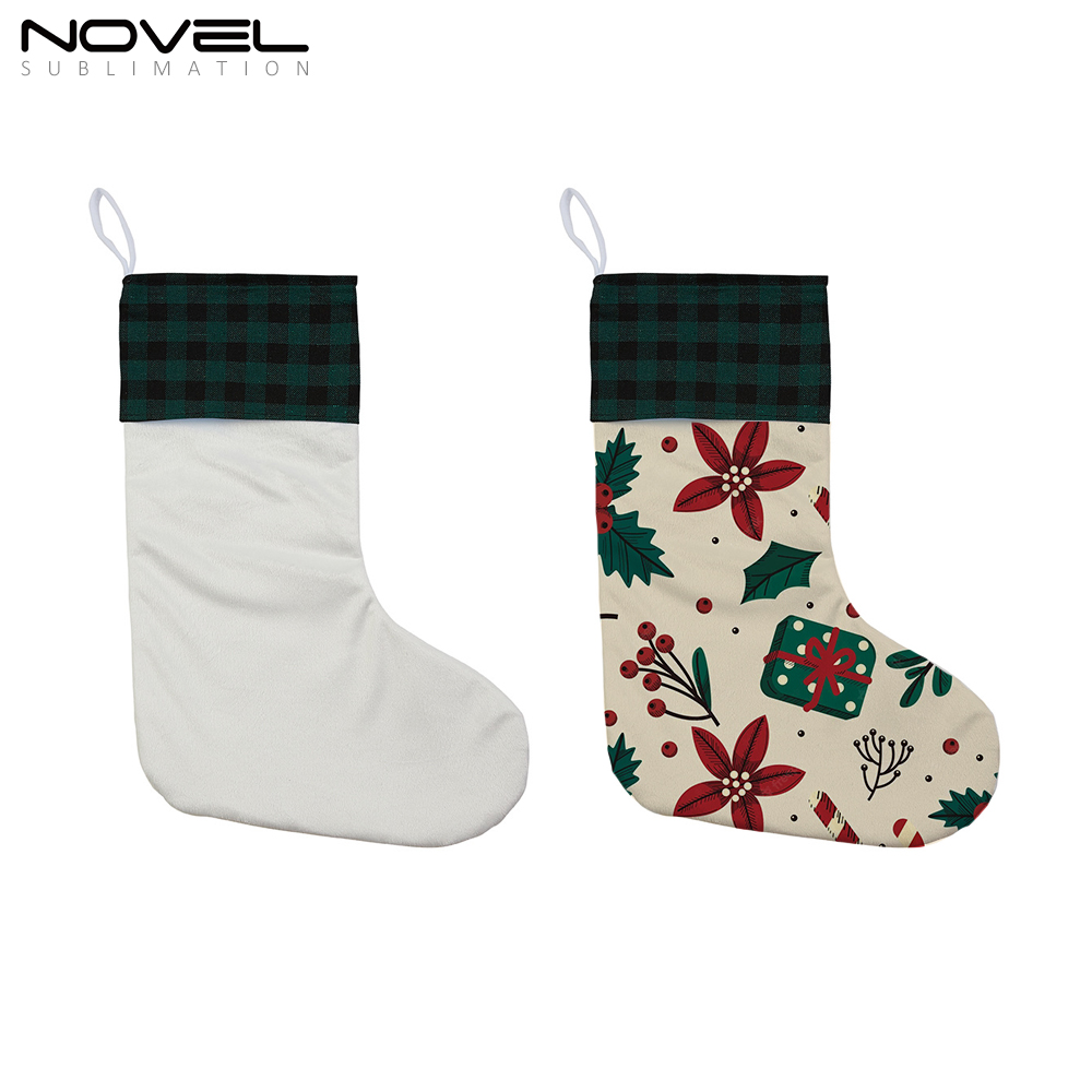 Sublimation Colorful Crystal Velvet Christmas Stocking DIY Blank Xmas Stocking