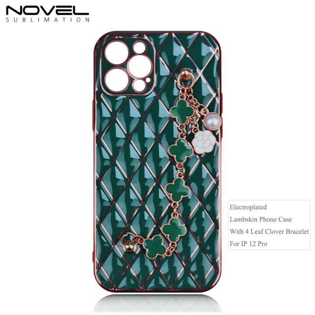 New Electroplated Lambskin  Phone Cover for iPhone 7/8/11/13/14 Series Phone Case With Chain