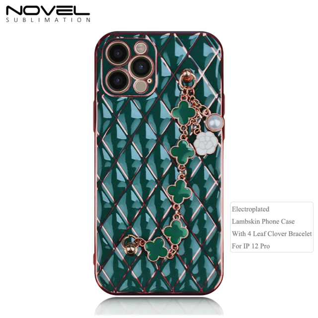 New Electroplated Lambskin  Phone Cover for iPhone 7/8/11/13/14 Series Phone Case With Chain