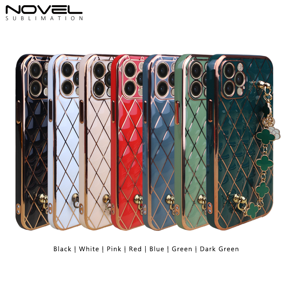 New Electroplated Lambskin  Phone Cover for iPhone 7/8/11/13/14 Series Phone Case With Chain
