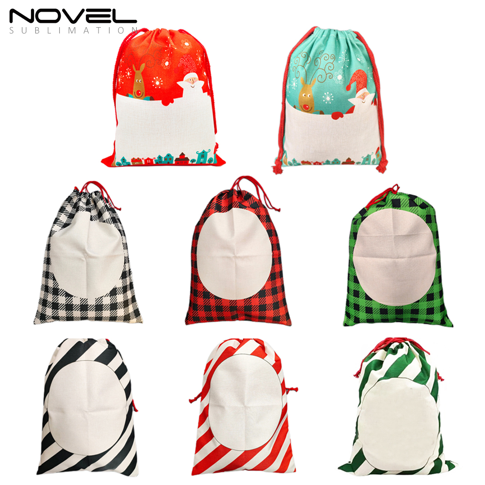 Hot Selling Sublimation Christmas Bags Blank Heat Transfer Xmas Sacks Single-sided Printing Two Sizes