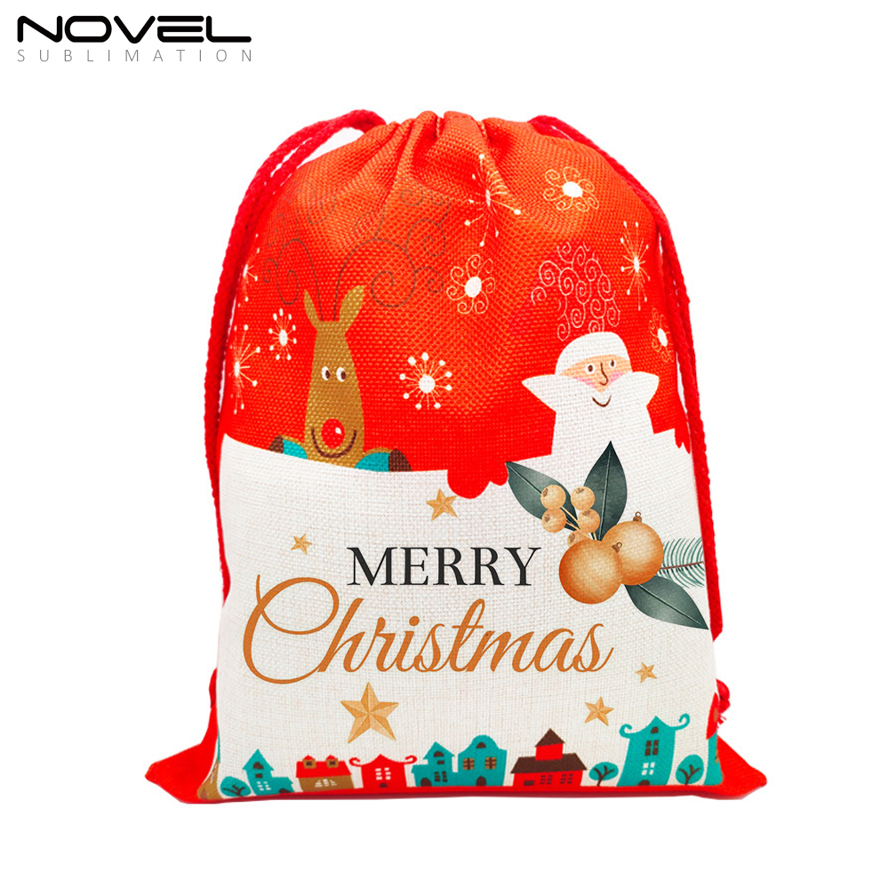Hot Selling Sublimation Christmas Bags Blank Heat Transfer Xmas Sacks Single-sided Printing Two Sizes